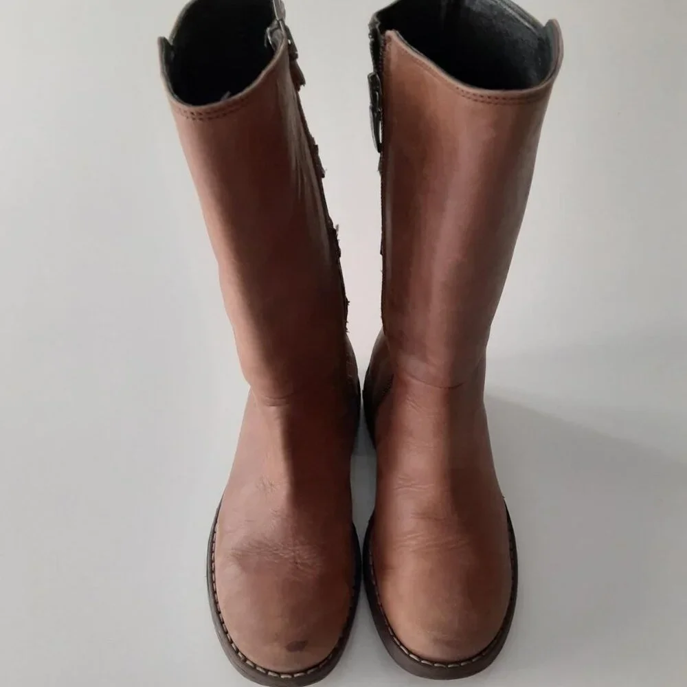 Simonetta Brown Butttery Fashionable Leather Boots - girls size 31